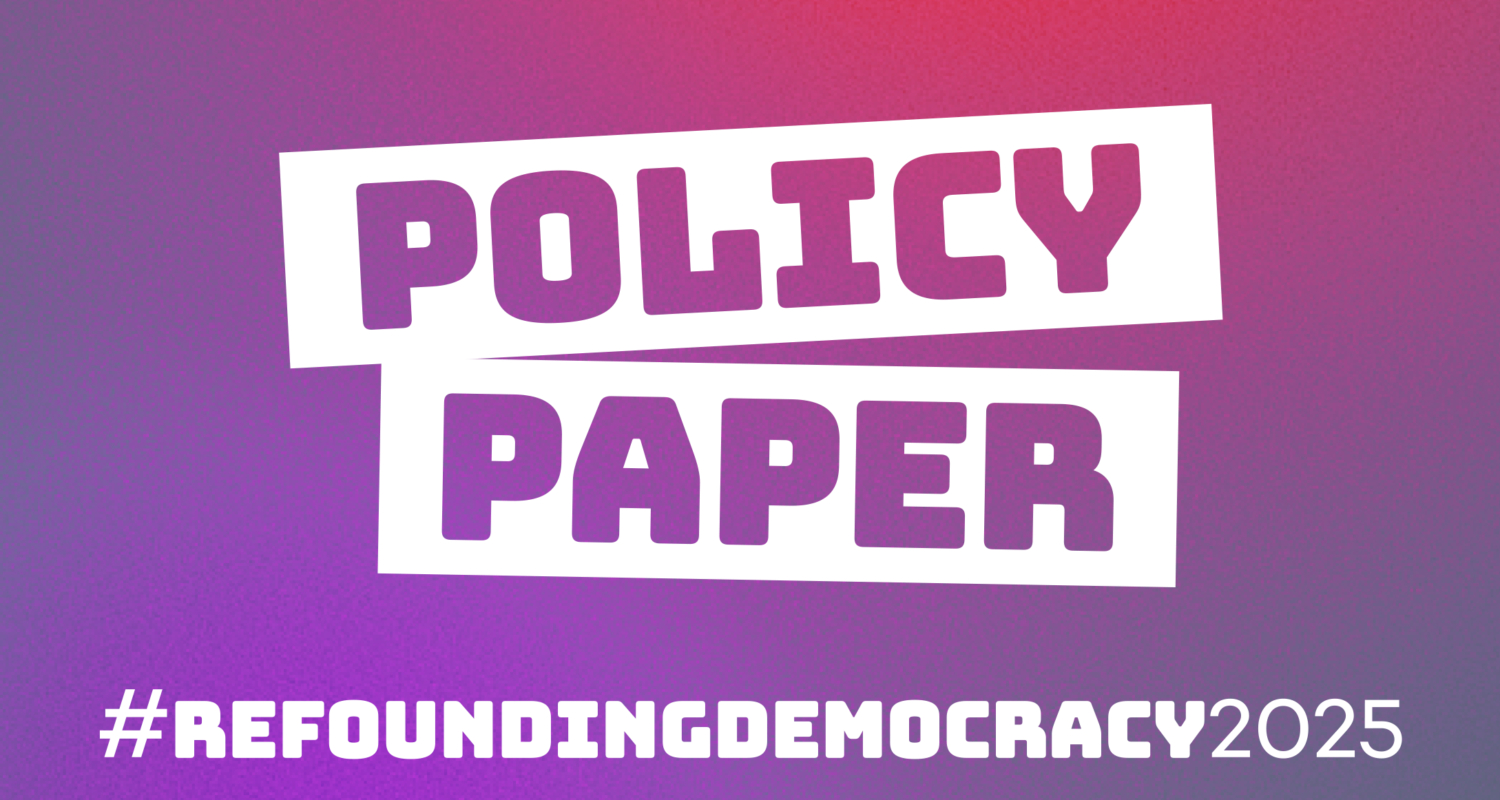 Schriftzug „Policy Paper #RefoundingDemocracy2025“
