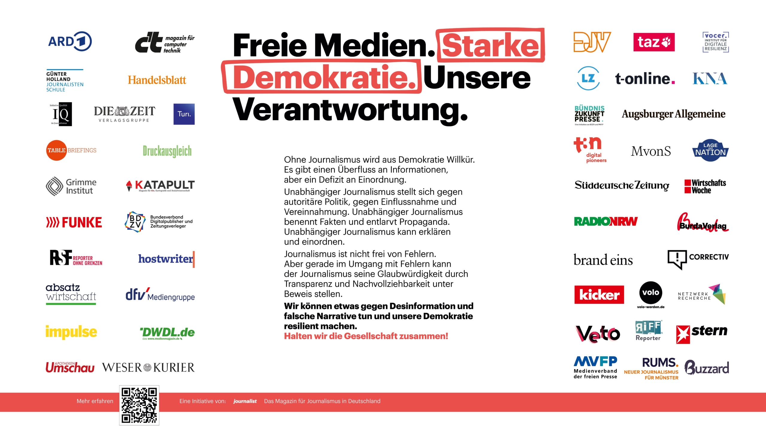 Eine Inititative für Pressefreiheit von: journalist, das Magazin für Journalismus in Deutschland